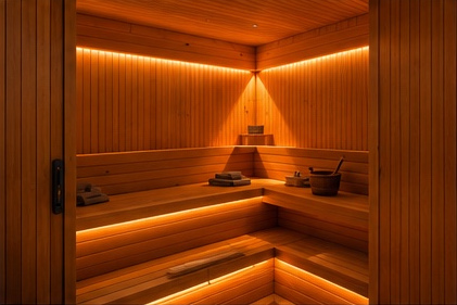Wood-lined sauna
